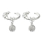 Rack Plating Brass Micro Pave Cubic Zirconia Cuff Earring, Cadmium Free & Lead Free, Long-Lasting Plated, Platinum, 15.5x4x17.5mm