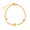 Star Micro Pave Zircon Charm Bracelet, 304 Stainless Steel Curb Chain Bracelet for Women