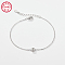 Anti-Tarnish Rhodium Plated 925 Sterling Silver Letter Cubic Zirconia Link Bracelets, Cable Chains Bracelets for Women, Letter B, 6-1/4 inch(16cm)