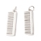 Brass Pendants, with Jump Rings, Cadmium Free & Lead Free, Long-Lasting Plated, Comb, Platinum, 24x7.5x1mm, Hole: 3mm