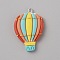 Opaque Resin Pendants, Colorful Charms with Platinum Tone Iron Loops, Hot Air Balloon, 38x26.5x6mm, Hole: 2mm