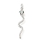 Snake Brass Micro Pave Cubic Zirconia Pendants, with Jump Ring, Long-Lasting Plated, Cadmium Free & Lead Free, Rack Plating, Platinum, 29x5.5x2.5mm
