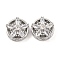 Brass Micro Pave Clear Cubic Zirconia Beads, Cadmium Free & Nickel Free & Lead Free, Flat Round with Flower, Pink, 13x6mm, Hole: 1.6mm