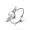 Non-Tarnish 304 Stainless Steel Owl Open Cuff Rings for Women, Stainless Steel Color, US Size 8(18.1mm)
