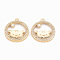 Brass Micro Pave Clear Cubic Zirconia Pendants, Nickel Free, Ring with Cat, Real 18K Gold Plated, 19x16.5x2.5mm, Hole: 1.2mm