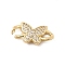 Brass Micro Pave Clear Cubic Zirconia Connector Charms, Real 18K Gold Plated, Long-Lasting Plated, Cadmium Free & Lead Free, Rack Plating, Butterfly, 20.5x10x3mm, Hole: 4x3mm