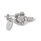 Brass Micro Pave Cubic Zirconia Fold Over Clasps, Cadmium Free & Nickel Free & Lead Free, Flower, Real Platinum Plated, 22mm