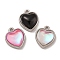 Rack Plating Alloy Charms, with Resin, Lead Free & Cadmium Free & Nickel Free, Heart, Platinum, 11.5x10x4.5mm, Hole: 1.2mm