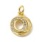 Brass Micro Pave Clear Cubic Zirconia Ring Charms, with Open Jump Rings, Cadmium Free & Lead Free, Real 18K Gold Plated, 12x10x2.5mm, Hole: 2.7mm