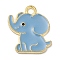 Alloy Pendants, Elephant, Sky Blue, 17.5x15x1mm, Hole: 2mm