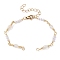 Imitation Pearl Bead & Brass Glass Link Chain Bracelet Making, with Lobster Claw Clasp, Fit for Connector Charms, Golden, 6-3/8 inch(16.1cm)
