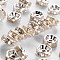 Iron Crystal Rhinestone Spacer Beads, Grade B, Rondelle, for Jewelry Craft Making Findings, Straight Edge, Silver, 7~8x3~3.5mm, Hole: 2mm