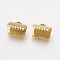 304 Stainless Steel Ribbon Crimp Ends, Rectangle, Golden, 9x10.5mm, Hole: 1x3mm