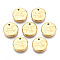 316 Surgical Stainless Steel Charms, Flat Round with Constellation, Real 14K Gold Plated, Leo, 10x2mm, Hole: 1mm