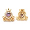 Brass Micro Pave Purple Cubic Zirconia Charms, Cadmium Free & Nickel Free & Lead Free, with Glass, Heart with Crown Charm, Real 18K Gold Plated, 14.5x13x6mm, Hole: 1.2mm