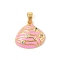 Brass Micro Pave Cubic Zirconia Pendants, Cadmium Free & Nickel Free & Lead Free, with Enamel, Shell Charms, Real 18K Gold Plated, Pearl Pink, 14x16x4mm, Hole: 5x3mm