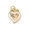 Brass Pave Natural White Shell Pendants, Heart Charms with Jump Rings, Long-Lasting Plated, Lead Free & Cadmium Free, Rack Plating, Real 18K Gold Plated, 17x13x3mm, Hole: 3mm