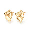 Brass Stud Earring Findings,  Nickel Free, Long-Lasting Plated, Real 18K Gold Plated, 17.5x13.5~14mm, Hole: 1mm, Pin: 0.7mm