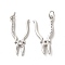 Rack Plating Brass Micro Pave Cubic Zirconia Tool Pendants, Cadmium Free & Lead Free, Plier Charm, with Jump Ring, Real Platinum Plated, 25.5x13x2.8mm, Hole: 3.4mm
