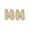 Brass Micro Pave Clear Cubic Zirconia Pendants, Cadmium Free & Nickel Free & Lead Free, Letter H, 24x23x7mm, hole: 3x2.5mm