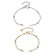 2Pcs 2 Colors 304 Stainless Steel Singapore Chain Bracelets Making, with Ball, Golden & Stainless Steel Color, 6-3/4 inch(17.1cm), 1pc/color