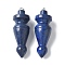 Natural Lapis Lazuli Pendants, Cone Charms, with Brass Findings, Platinum, Dyed, 53.5~55.5x18~18.5mm, Hole: 7x5.5mm