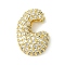 Rack Plating Brass Clear Cubic Zirconia Pendants, Cadmium Free & Lead Free, Long-Lasting Plated, Alphabet, Real 18K Gold Plated, Letter C, 17x12x5mm, Hole: 3x1.8mm