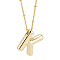 1pc Brass Chain with Alloy Letter Pendants Necklaces, Lead Free & Nickel Free & Cadmium Free, Golden, Letter K, 17.99~18.23 inch(45.7~46.3cm), pendants: 20~22.5x13~23mm