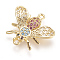 Brass Micro Pave Cubic Zirconia Links, Bees, Colorful, Golden, 16.5x18x4mm, Hole: 1.5mm