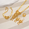 Alloy Moon Tassel Bracelets & Earrings & Necklaces & Rings Set for Bridal Wedding Engagement and Anniversary, Golden