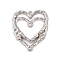 Alloy Rhinestone Pendants, Heart, Platinum, 28x24x3mm, Hole: 1.4mm