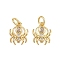 Brass Pave Cubic Zirconia Pendants, with Jump Ring, Spider Charms, Rack Plating, Long-Lasting Plated, Lead Free & Cadmium Free, Real 18K Gold Plated, 11.5x9.5x1.5mm, Hole: 3mm