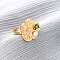 304 Stainless Steel Adjustable Cuff Rings for Women, Flower, with Imitation Pearl and Micro Pave Cubic Zirconia, Golden, Green, Flower: 18x20mm, Inner Diameter: Adjustable