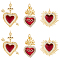 6Pcs 3 Styles Brass Micro Pave Clear Grade AAA Cubic Zirconia Pendants, with Enamel and Jump Ring, Long-Lasting Plated, Cadmium Free & Lead Free, Sacred Heart, Real 18K Gold Plated, 18~28x13.5~22x3~3.5mm, Hole: 3.6mm, 2pcs/style