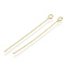 Brass Eye Pin, Real 18K Gold Plated, 40x0.7mm, Hole: 1.5mm
