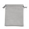 Velvet Jewelry Drawstring Bags, Rectangle, for Earrings Rings Necklaces, Silver, 12.1x10x0.6cm