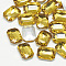 Pointed Back Glass Rhinestone Cabochons, Faceted, Rectangle Octagon, Topaz, 18x13x5mm