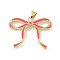 Brass Pendants, Cadmium Free & Lead Free, with Enamel, Bowknot Charms, Real 18K Gold Plated, Pale Violet Red, 21.5x28x3.5mm, Hole: 5x3mm