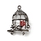 Alloy Pendants, Cage with Flower, Gunmetal, 33x23.5x11mm, Hole: 2mm