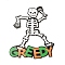 Single Face Printed Wood Big Pendants, Halloween Charms, Skull, 220x75x4mm, Hole: 4mm