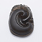 Carved Natural Obsidian Pendants, Flat Oval, 49x33.5x10.5mm, Hole: 1.5mm