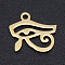 Ion Plating(IP) 304 Stainless Steel Laser Cut Charms, Egyptian Eye of Horus, Real 18K Gold Plated, 12x13.5x1mm, Hole: 1.5mm