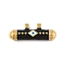 304 Stainless Steel Enamel Pendants, Column with Evil Eye Charms, Real 18K Gold Plated, PVD Vacuum Plating, Black, 39x14.5x8mm, Hole: 3.5mm