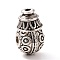 Tibetan Style Alloy 3 Hole Guru Beads, T-Drilled Beads, Teardrop, Antique Silver, 8x6mm, Hole: 6mm and 1.6mm