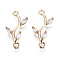 Brass Micro Pave Cubic Zirconia Links Connectors, Light Gold, Long-Lasting Plated, Cadmium Free & Lead Free, Branch, Clear, 20~21x8.5x3mm, Hole: 1.5mm