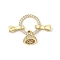Brass Micro Pave Clear Cubic Zirconia Fold Over Clasps, Cadmium Free & Nickel Free & Lead Free, Ring, Real 18K Gold Plated, 31mm