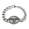 304 Stainless Steel Curb Chains Bancelets, Skull, 8-5/8 inch(22cm), Pendant: 26.5x53x7mm