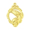 304 Stainless Steel Pendants, Oval with Skull & Bird Charm, Real 18K Gold Plated, 49.5x32x3mm, Hole: 2.5mm