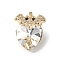 Real 18K Gold Plated Rack Plating Brass Micro Pave Clear Cubic Zirconia Pendants, with Glass, Long-Lasting Plated, Cadmium Free & Lead Free, Bat with Heart Charm, Clear, 18x14x9.5mm, Hole: 5x3mm