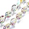 Half Rainbow Plated Electroplate Transparent Glass Beads Strands, Nuggets, Violet, 22x12.5x15mm, Hole: 1.4mm, about 30pcs/strand, 25.20''(64cm)